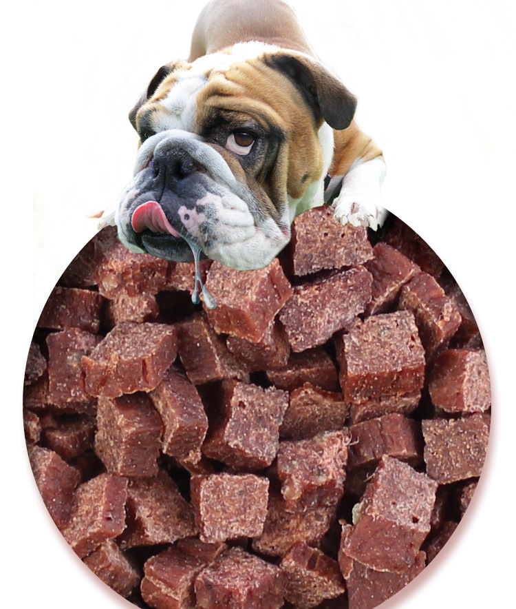 代工批发宠物狗狗零食肉立方220g训练犬奖励用宠物狗零食鸡牛肉粒