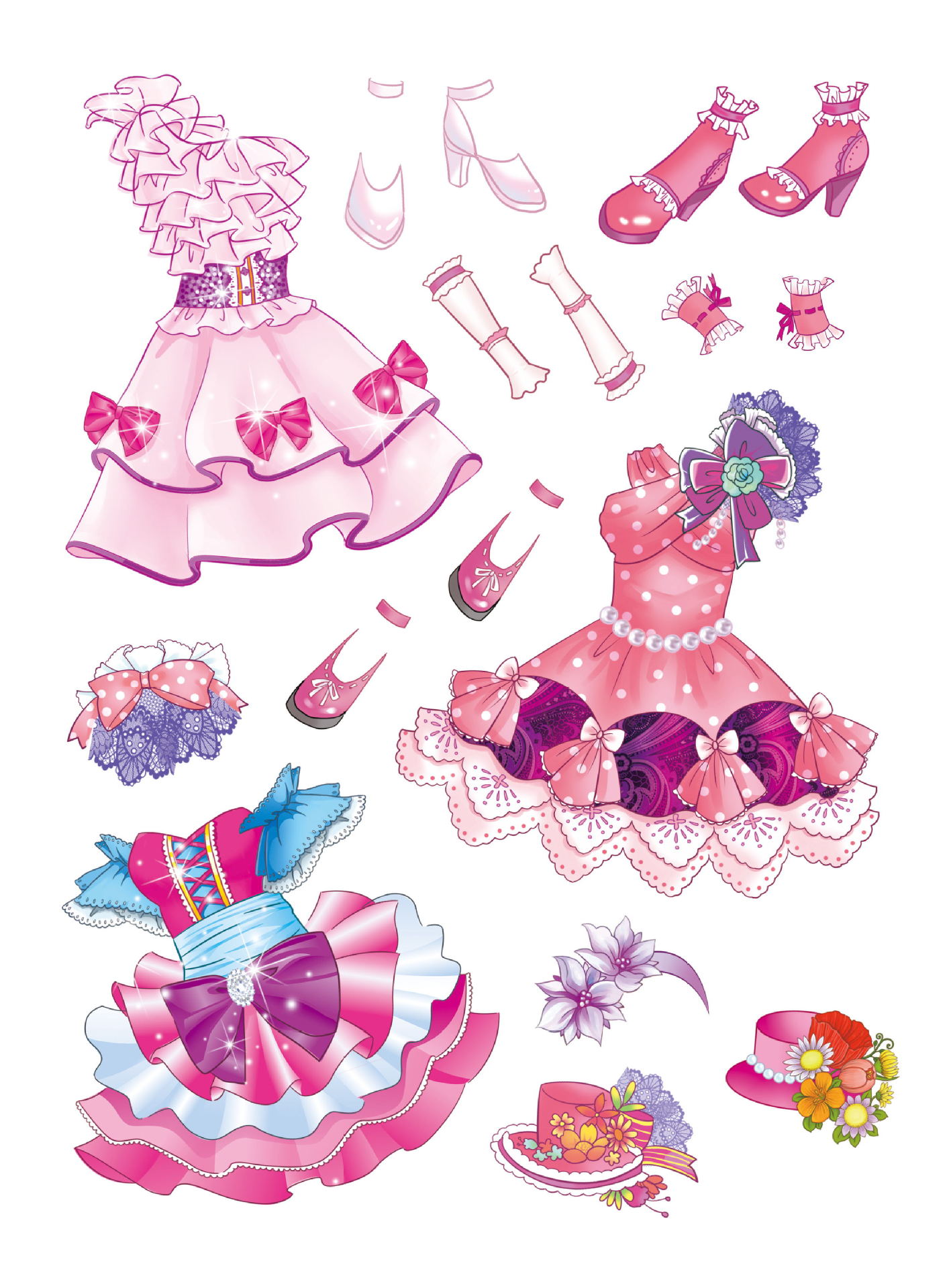 公主换装贴纸6种 30/120 甜心/糖果/钻石魔法/长发/天使/浪漫人鱼