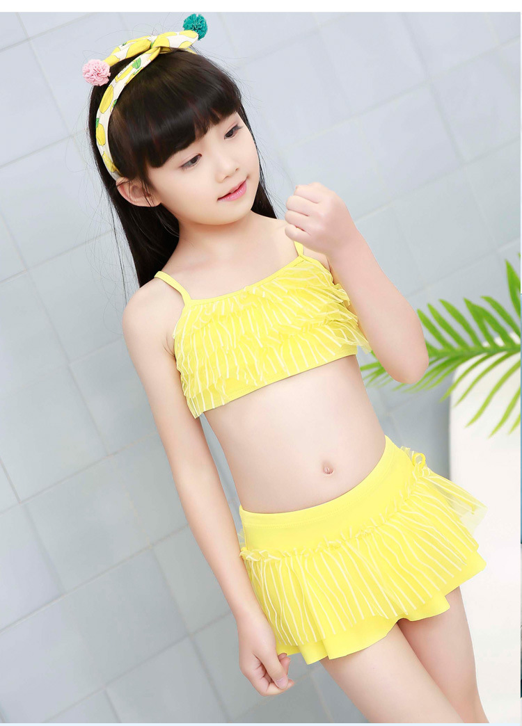 新款韩版多层公主纱裙儿童泳衣 分体二件套女童泳衣小孩温泉泳装