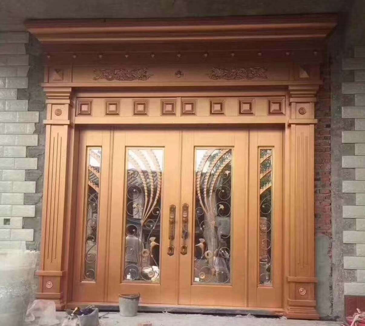 农村自建别墅大门四开子母钢化玻璃门商铺非标门大厅透光门阳台门