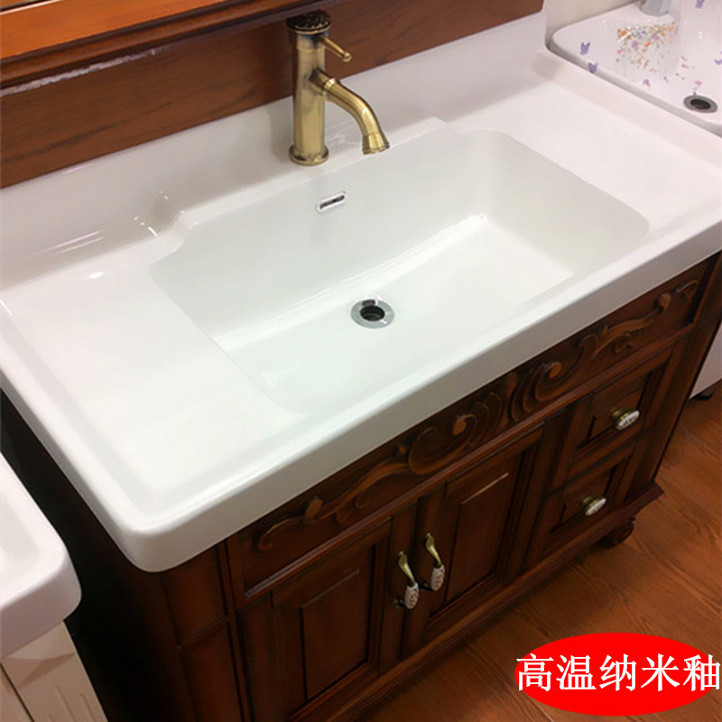 蒙地卡罗卫生间半嵌入陶瓷一体面盆洗手洗脸盆浴室柜中边盆柜盆