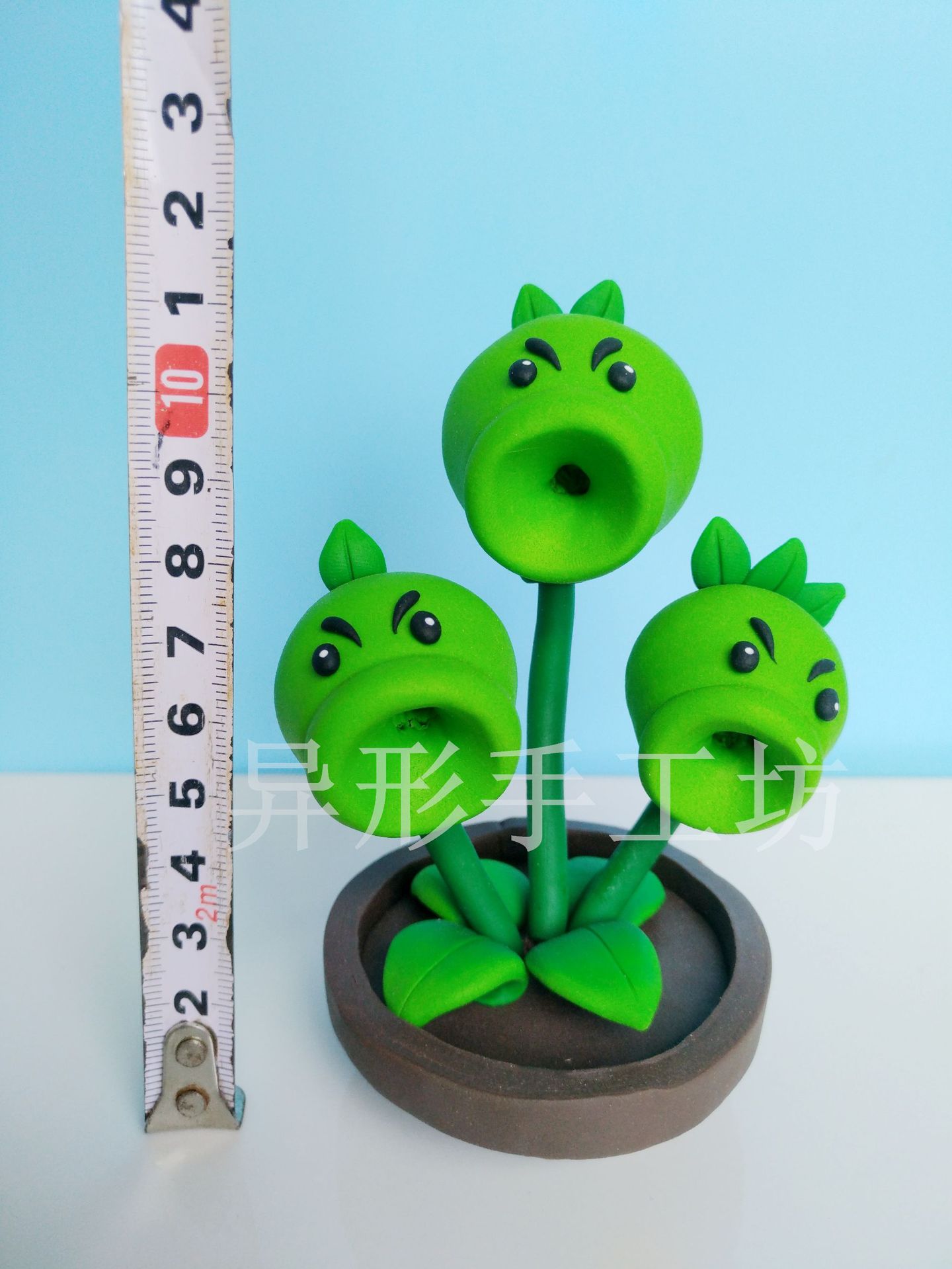 软陶摆件 地摊货源纯手工儿童玩具车饰植物大战僵尸三头豌豆射手