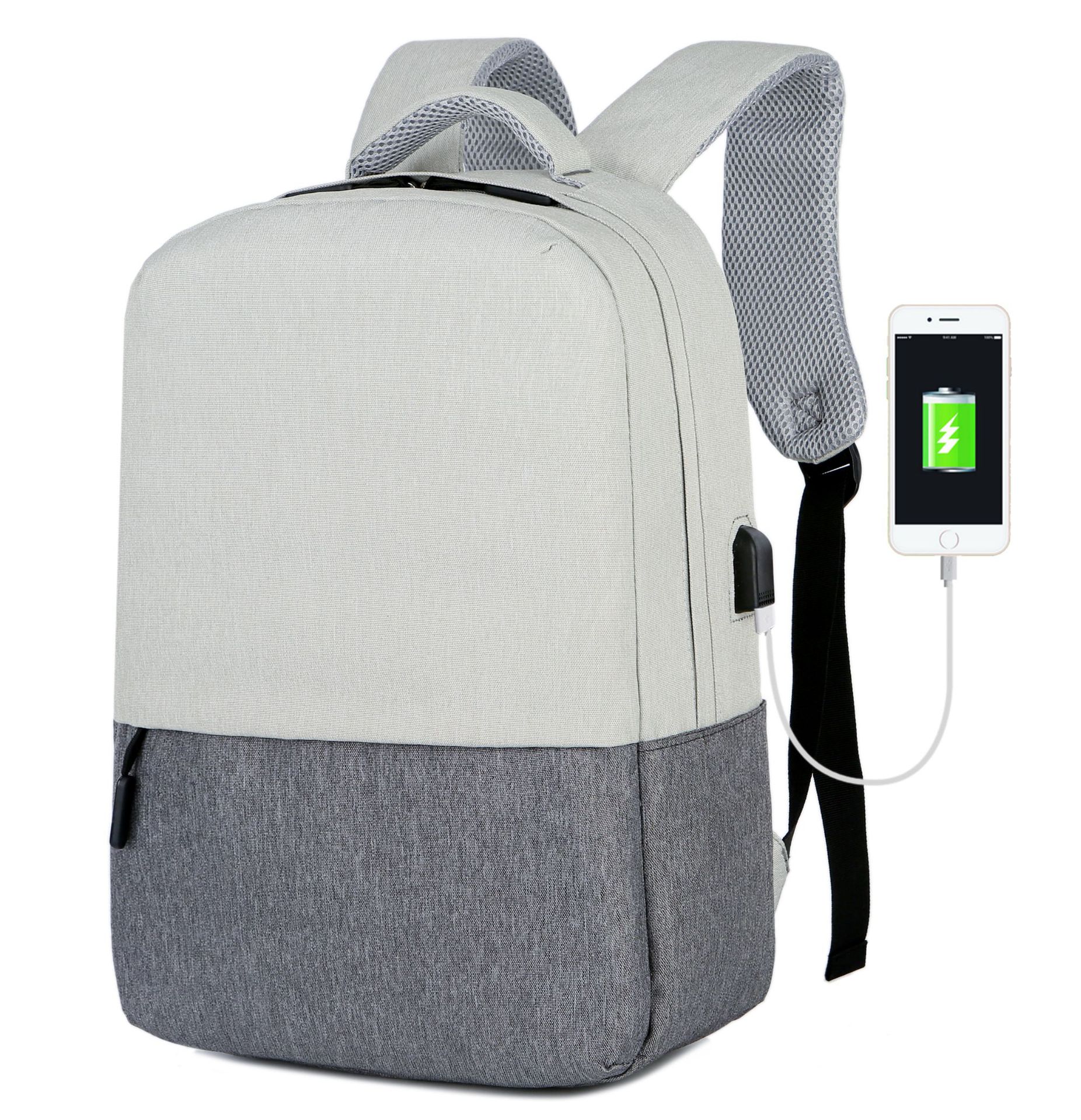 新款商务电脑包 usb充电背包简约大学生双肩包厂家 定制