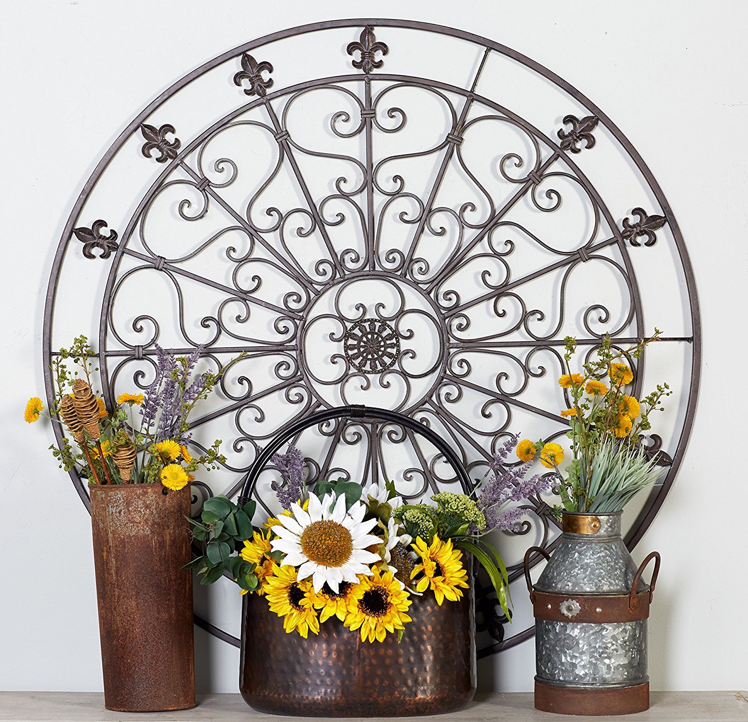 大号圆形线条箭头欧式复古铁艺挂式摆件