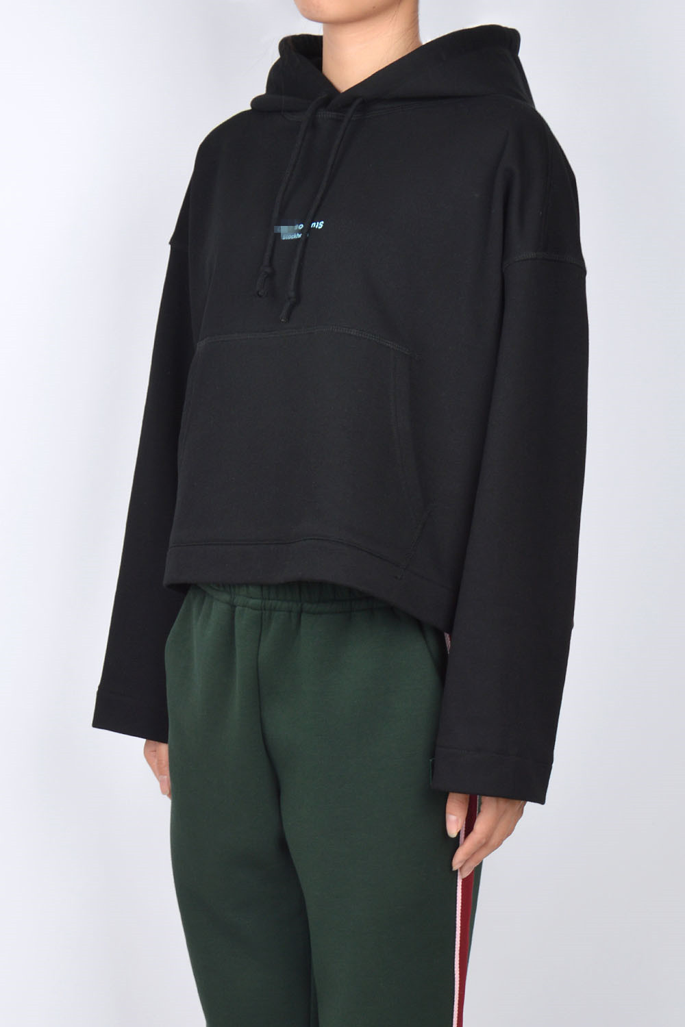 丽朵服饰高级定制2018ac黑白糖果粉全棉毛圈面料阔形连帽卫衣帽衫