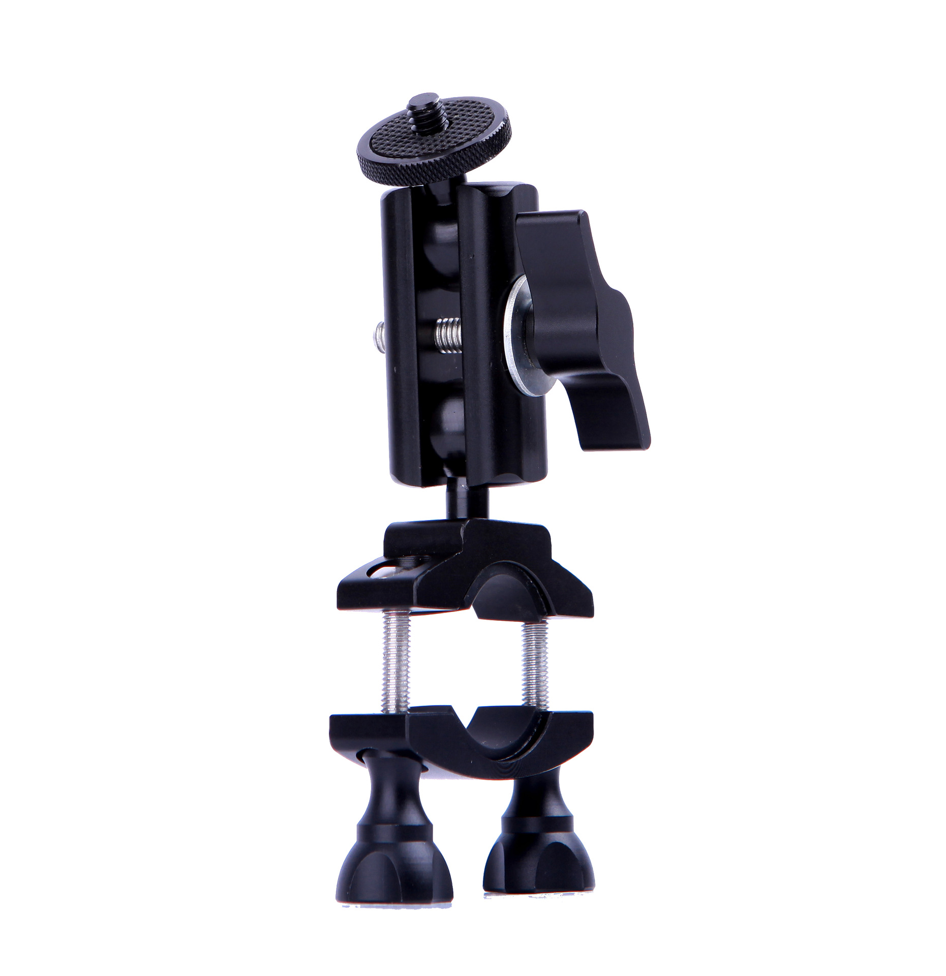 自行车摩托车骑行金属铝合金固定万向双球头支架1/4接口横竖调节