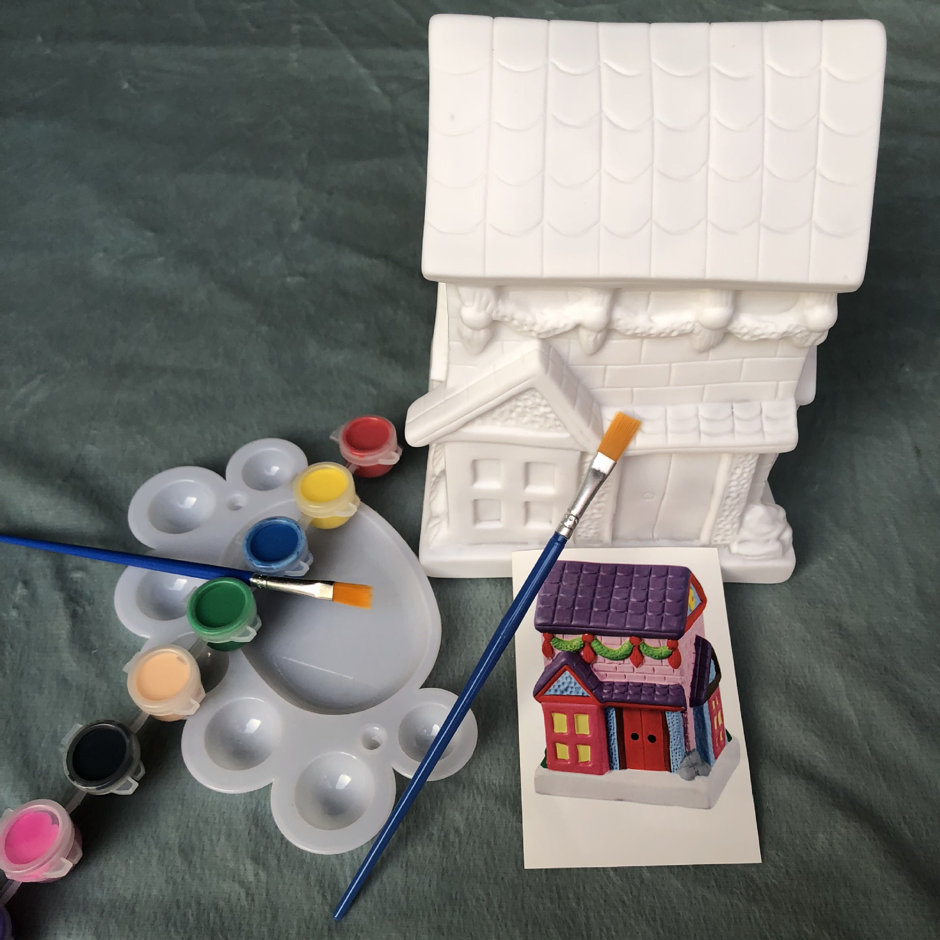 e1kf大房子存钱罐摔不坏石膏娃娃搪胶娃娃彩绘玩具儿童涂色