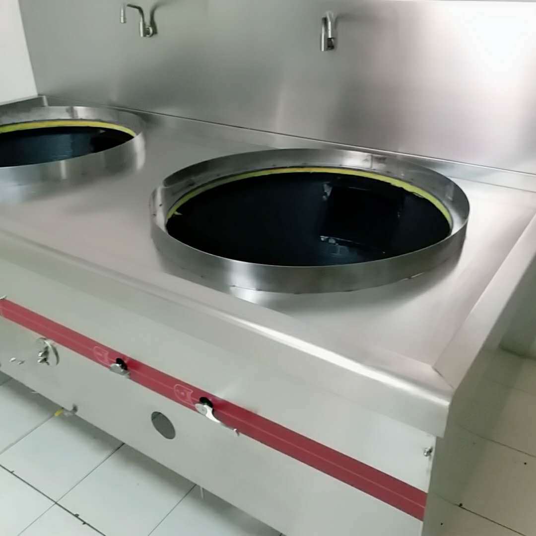 商用不锈钢燃气鼓风双眼大锅灶双头大炒炉厂家批发