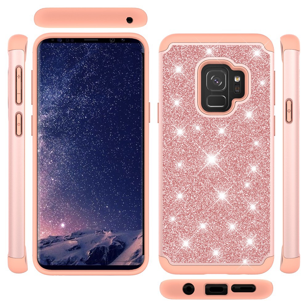 热销 三星s9闪粉二合一手机壳s9 星空镶钻三合一pc tpu保护套