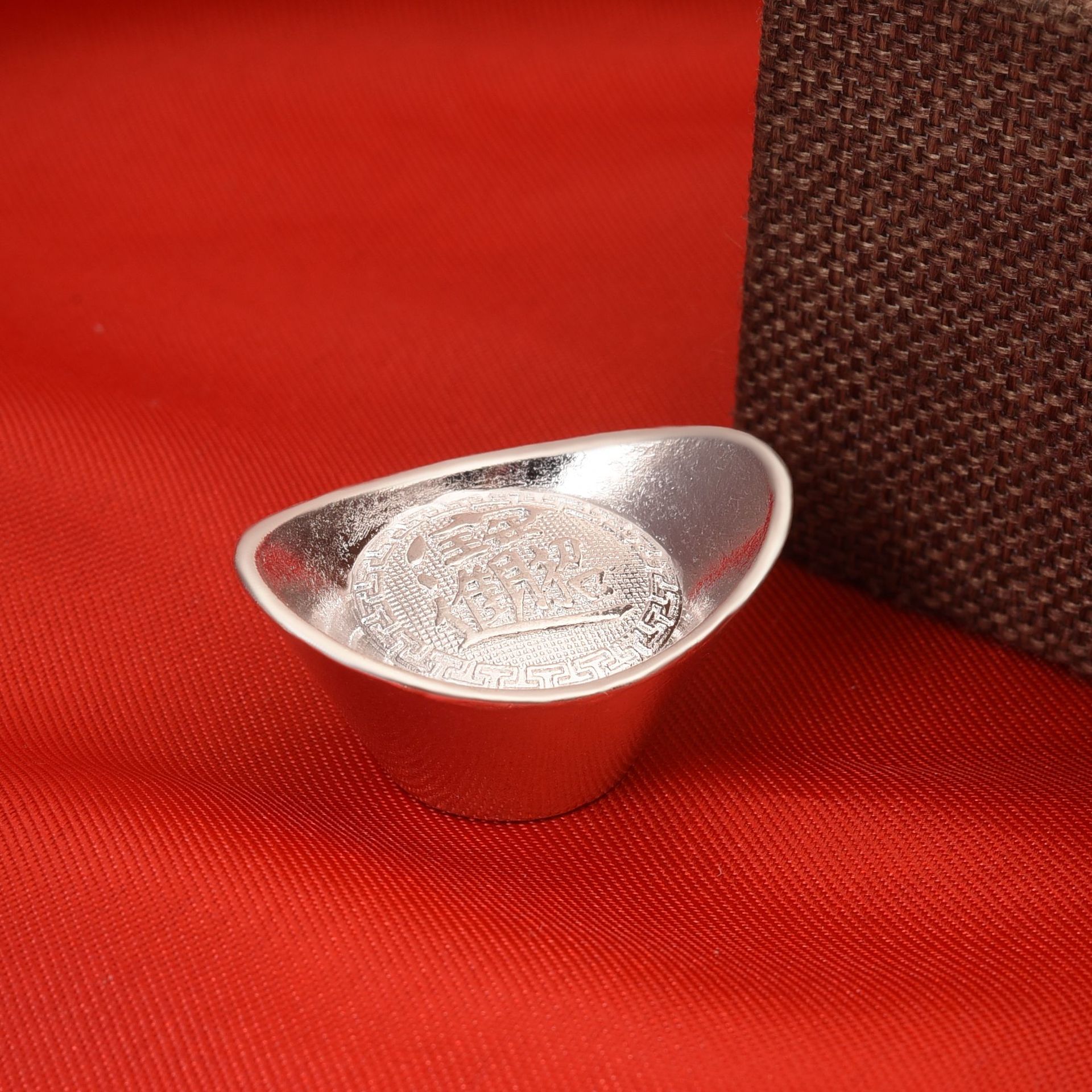 0cm仿真仿镀银合金元宝大清库银招财进宝金腚寺庙祭祀元宝摆件