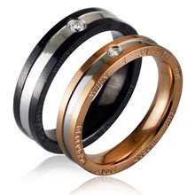 批发欧美情侣戒指一对钛钢个性镶水钻对戒指外贸首饰品生日礼物