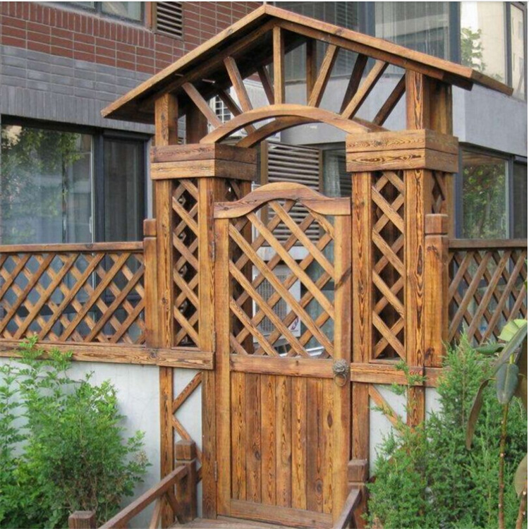 厂家直销户外防腐木门头 定制碳化木仿古门楼 实木房檐