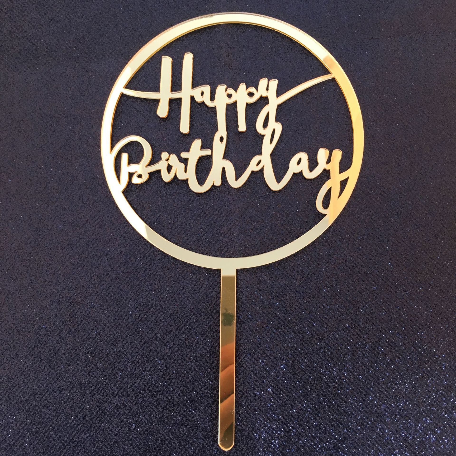 ins风烘焙蛋糕装饰 圆形happy birthday生日快乐亚克力蛋糕插牌