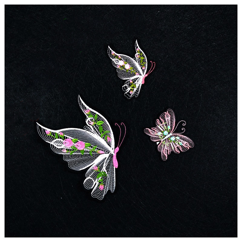 奇幻蝴蝶贴布绣加密版绣花辅料衣服装饰布贴补丁可动物图各类图案