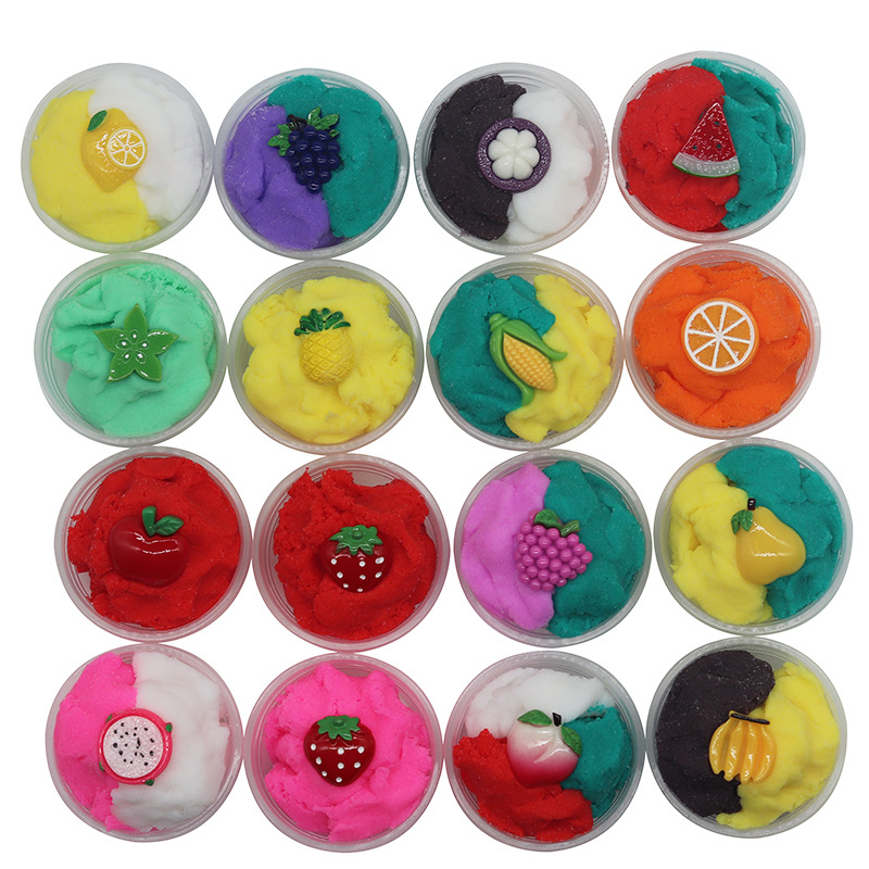 菠萝蚕丝泥slime水晶泥史莱姆水果拉丝泥千丝泥diy解压益智玩具