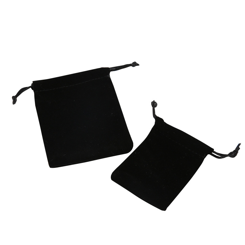 Flannel Bag Logo Jewelry Drawstring Drawstring Pocket Earphone Flannel Storage Bag Black Flannel in Stock