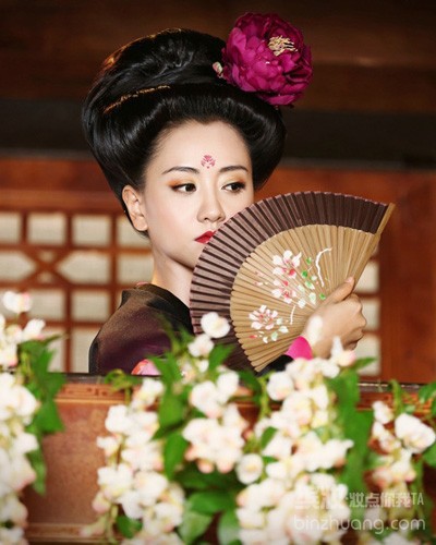 古装复古假发包发碗发髻cos古代仙女小龙女影视影楼弯月牛角发包