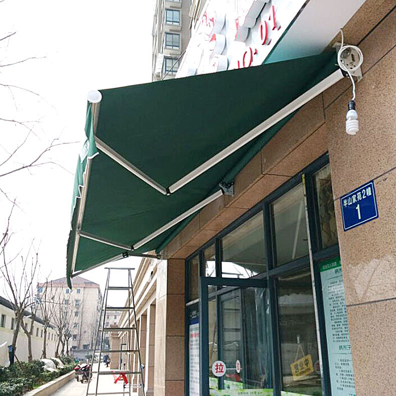 门店伸缩式遮阳雨棚折叠阳台手摇铝合金防雨蓬户外曲臂遮阳棚批发