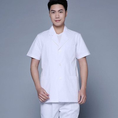 白大褂男夏款短袖短款小褂薄夏季男医生医师牙科口腔科医生工作服