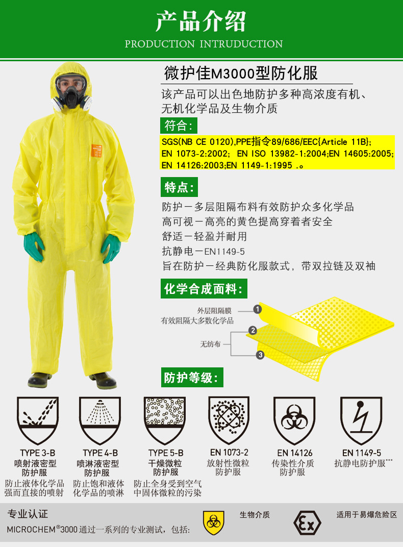 xxl,xxxl【型号】:mc3000连体mc3000分体【名称】:化学防护服【品牌