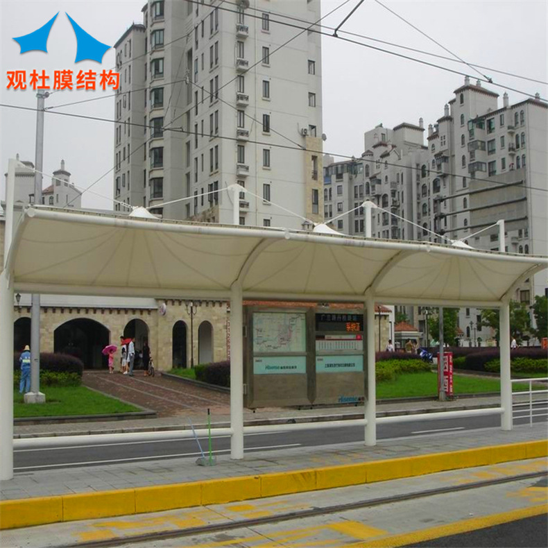 厂家承建膜结构交通设施 公交站台膜结构雨棚 张拉膜候车站台雨篷