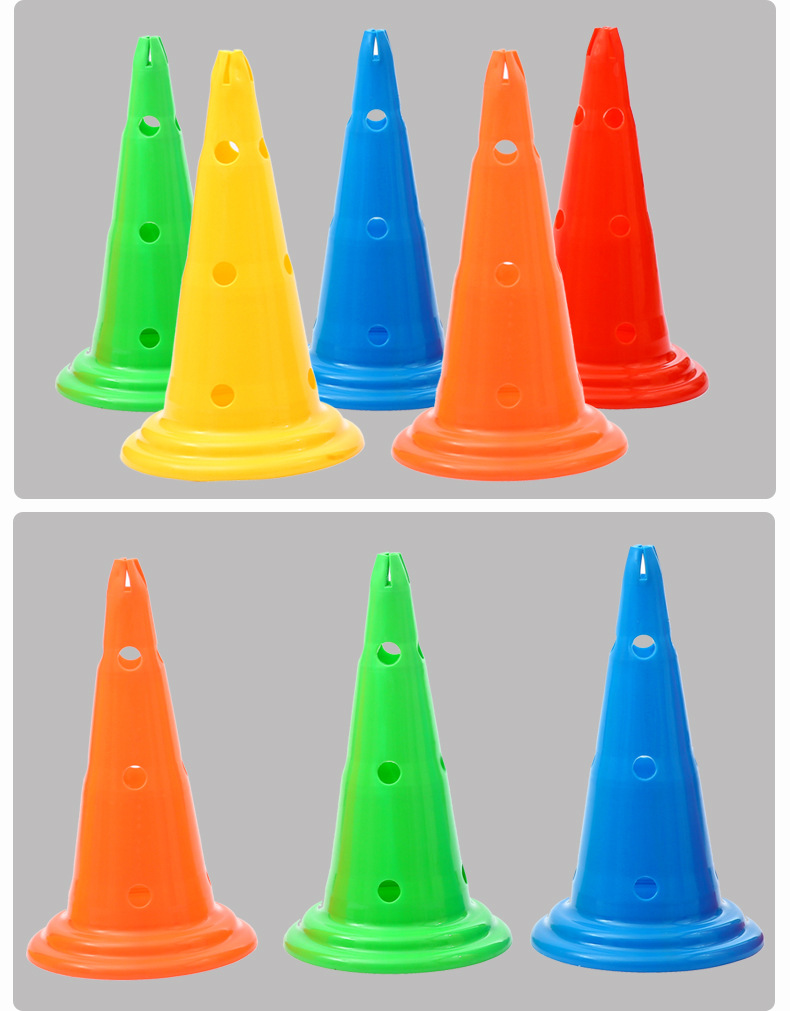 52cm圆底带孔标志桶障碍桶雪糕筒足球训练路障平衡车路桩跨栏批发