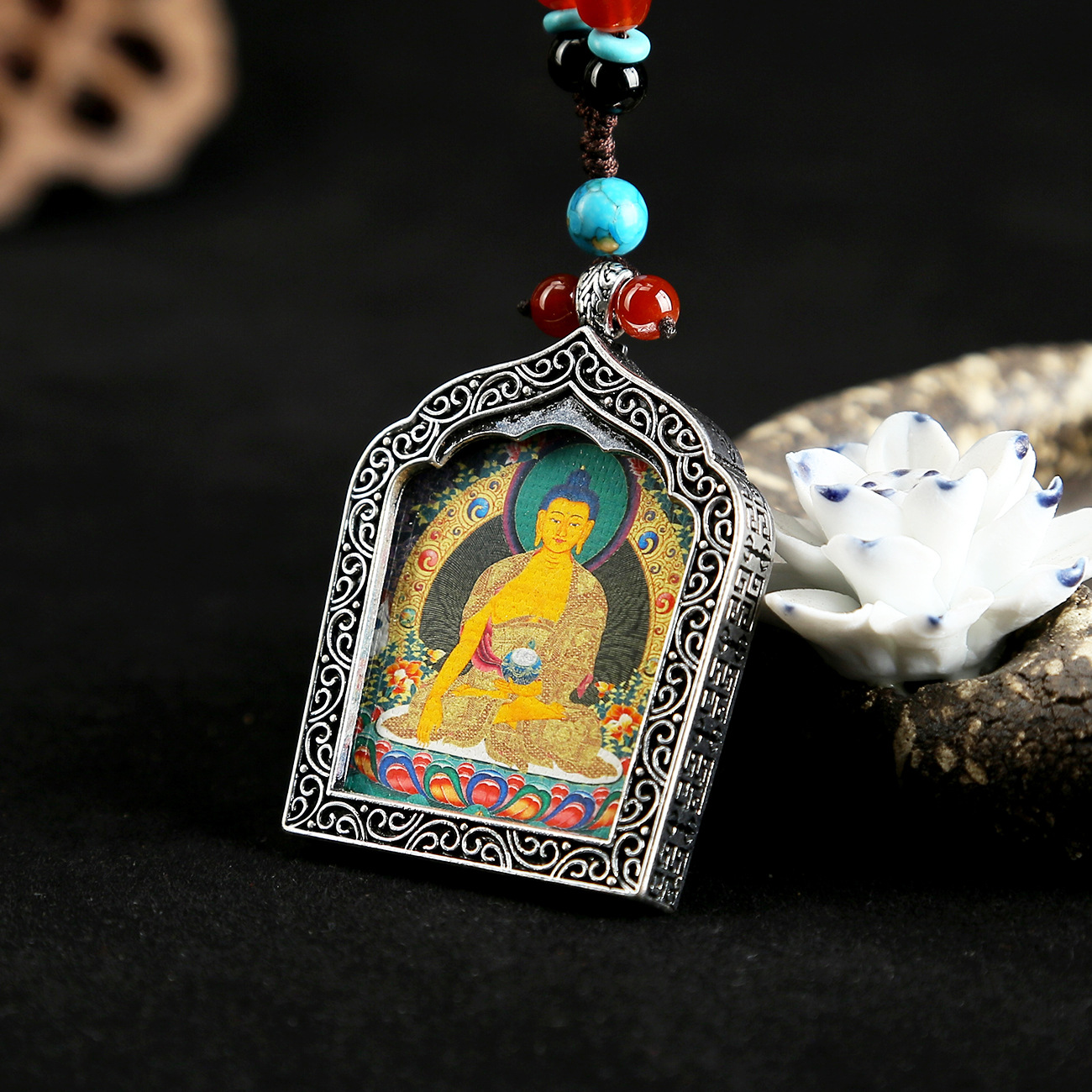 佛教用品本命佛挂件微型非手绘唐卡吊坠藏传佛像绿度母小唐卡佛牌