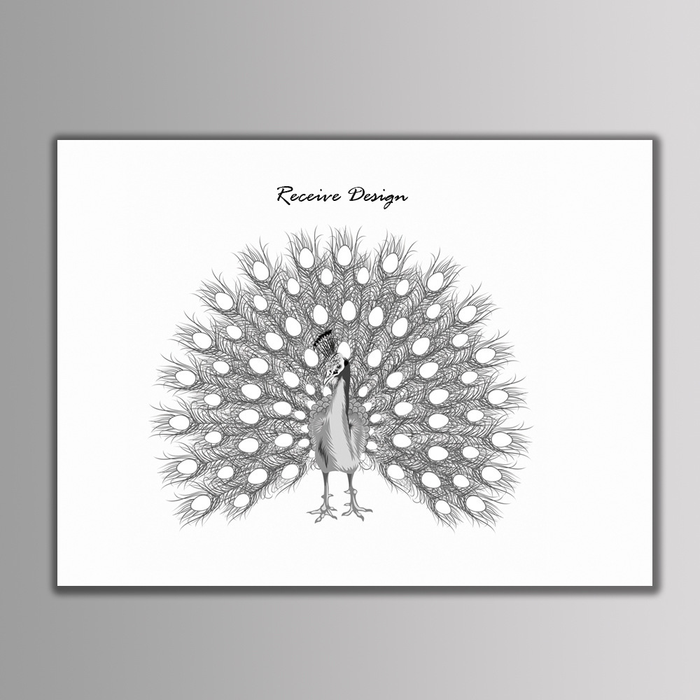 厂家直销 外贸热卖 个性定制孔雀开屏欧式婚礼指纹签到画 hk010