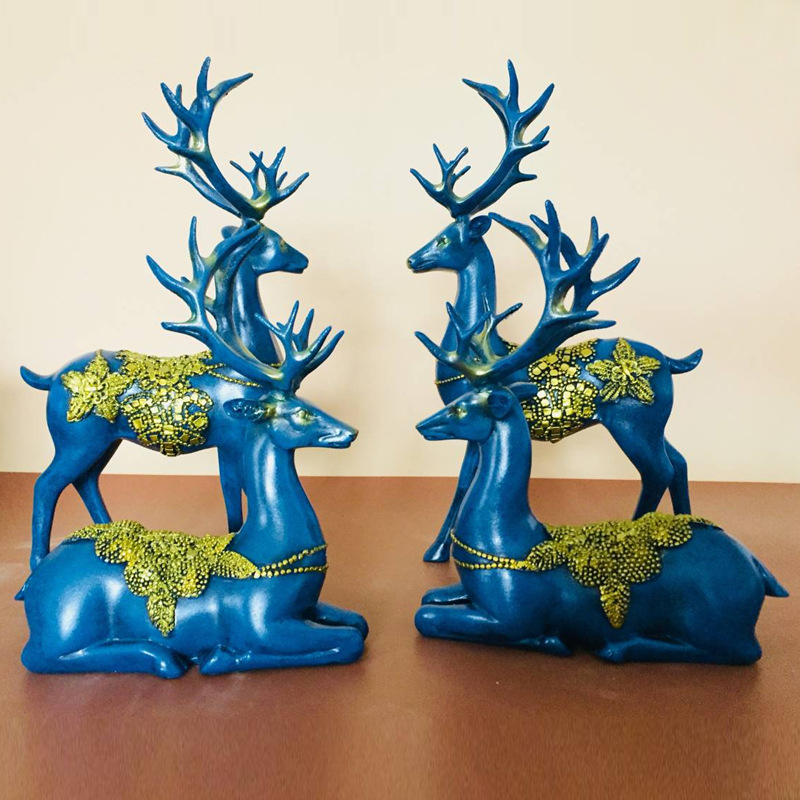 树脂工艺品鹿摆件家庭室内装饰品乔迁新居送结婚摆件批发xh713