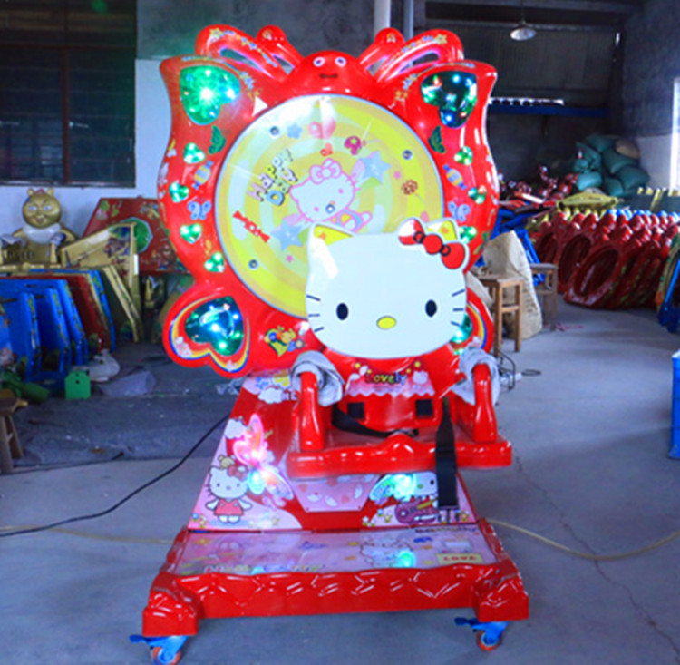 2021新款彩蝶摩天轮摇摆机旋转升降摇摇车kt猫儿童投币蝴蝶摇摇车