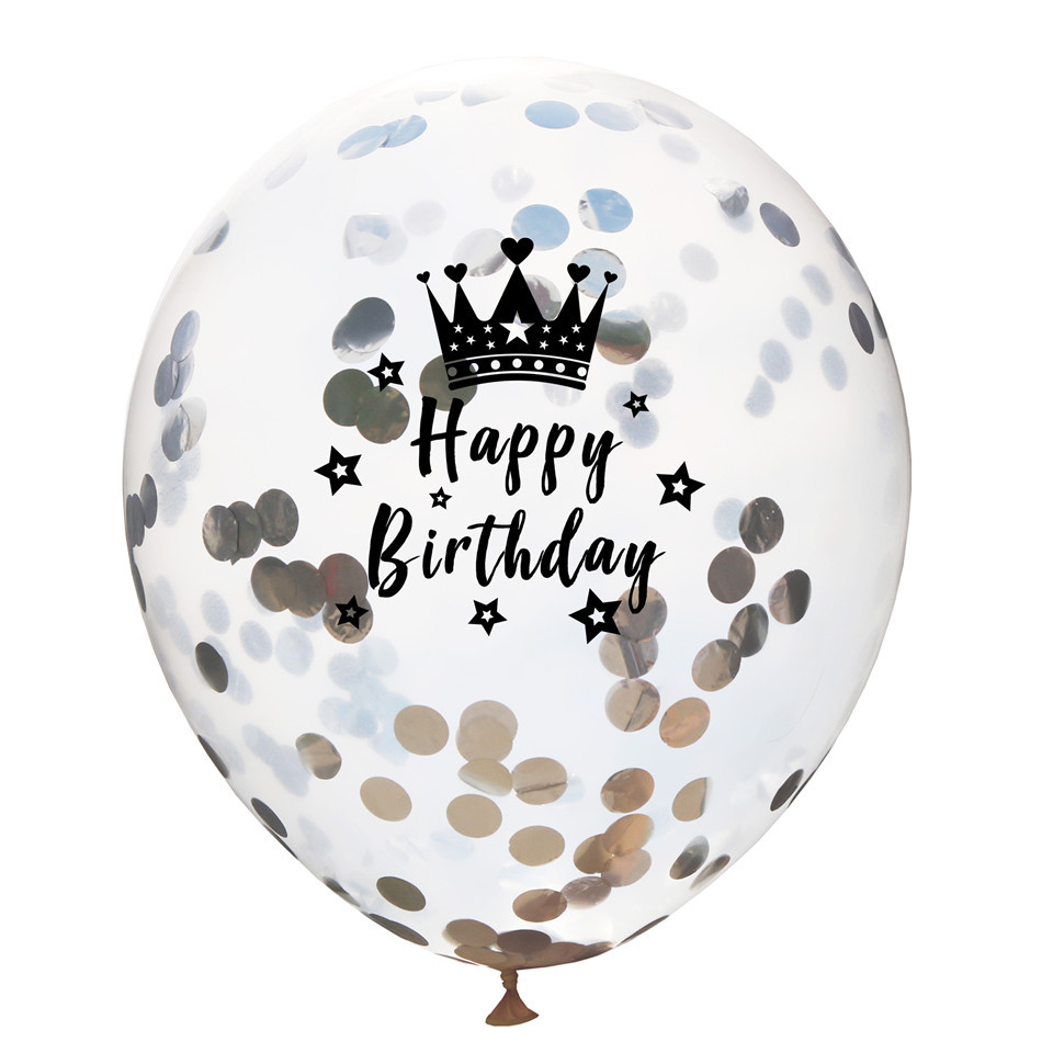 12寸透明数字纸屑气球 30 40岁生日快乐气球 confetti balloon