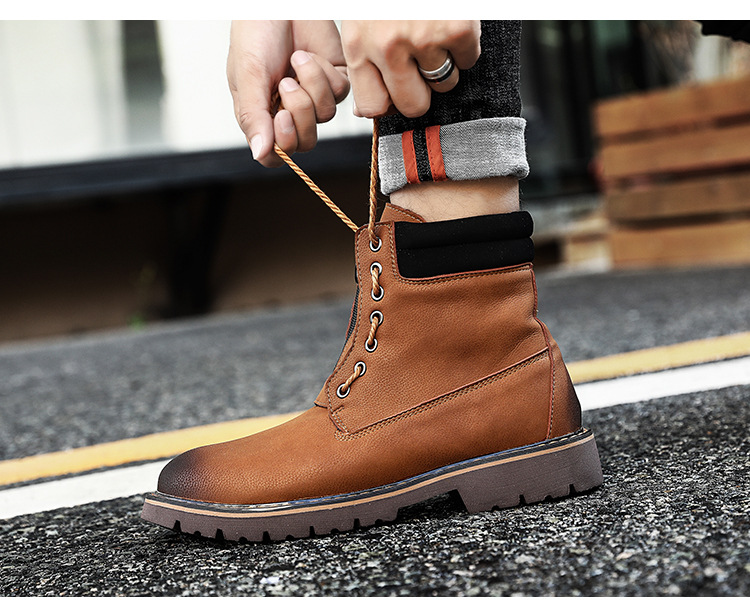 马丁靴男新款跨境大码男鞋新款男士靴子户外工装男鞋手工休闲鞋男