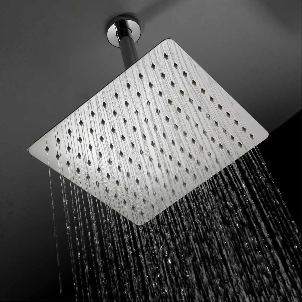 hideep浴室淋浴顶喷不锈钢镀铬10寸超薄方形顶喷花洒头hihspj016