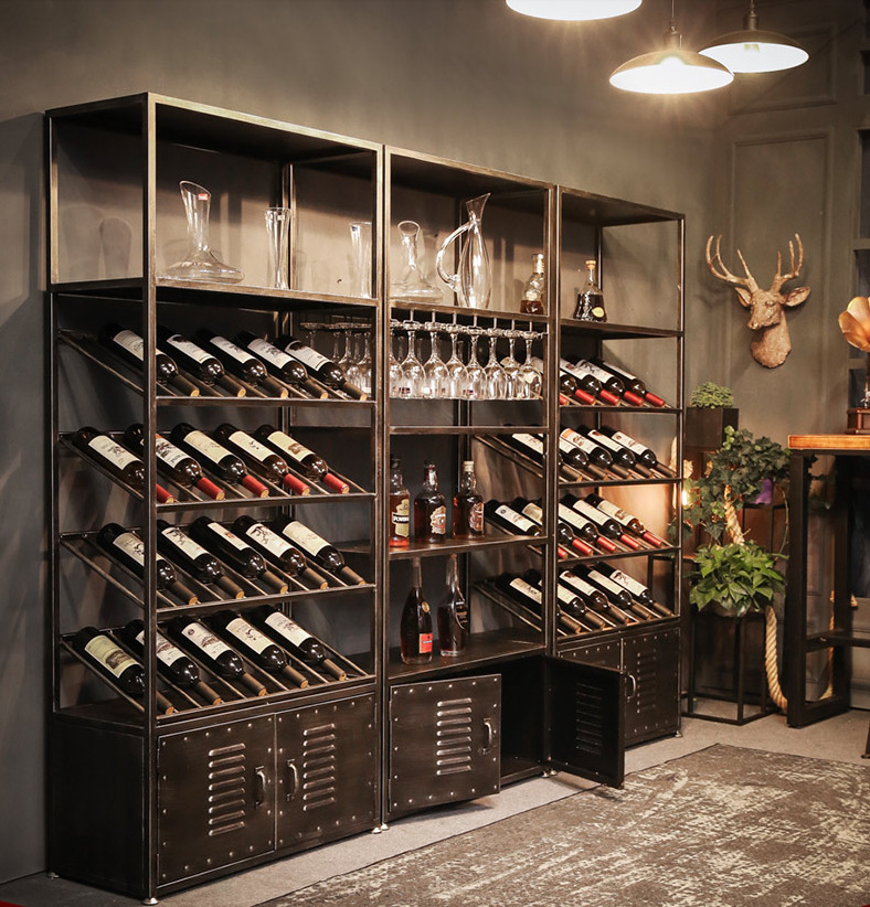 欧式铁艺酒架酒吧落地酒柜葡萄酒柜红酒柜收纳展示架置物架酒杯架