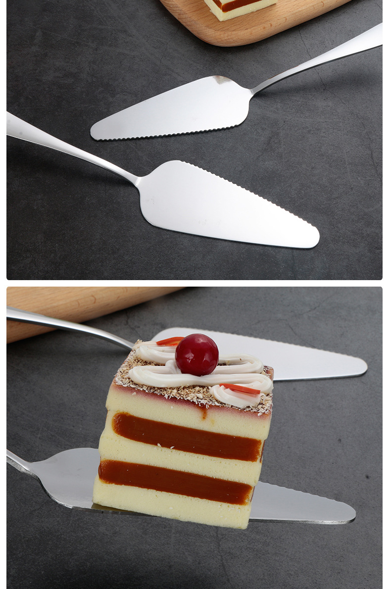 蛋糕铲不锈钢带齿三角铲披萨奶油刮刀烘焙工具餐具镀色