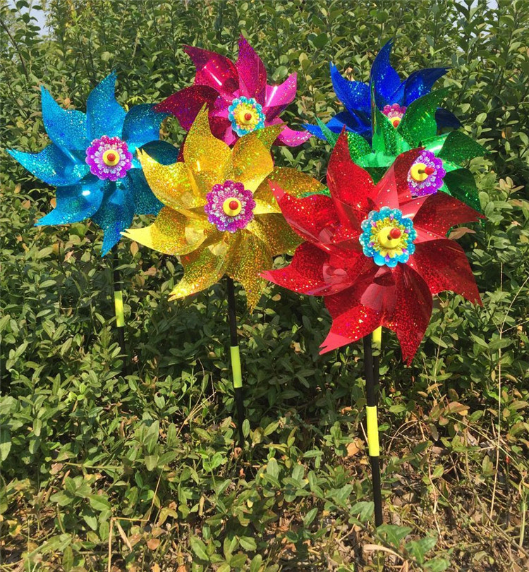 24cm亮面八角风车双节杆pvc户外防水插地景区公园广场卖节庆礼品