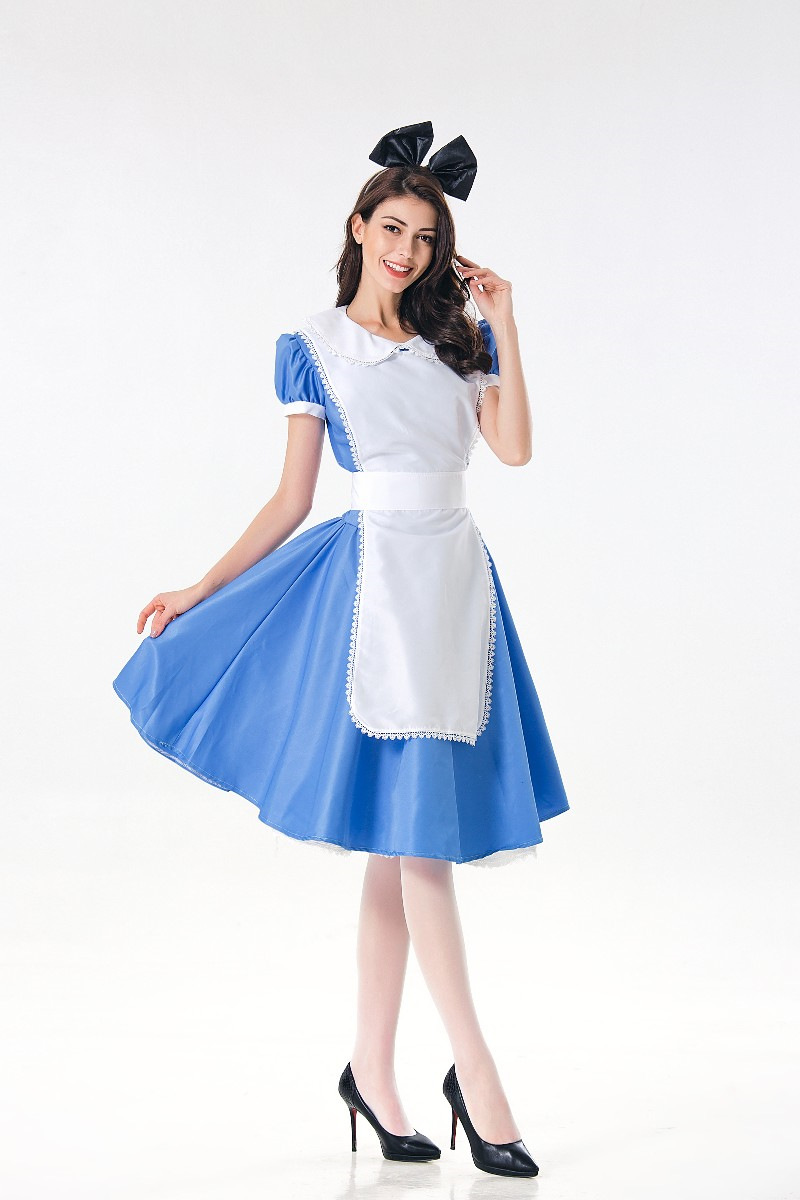 万圣节新款 爱丽丝梦游仙境女佣女仆装 cosplay服装欧美制服批发