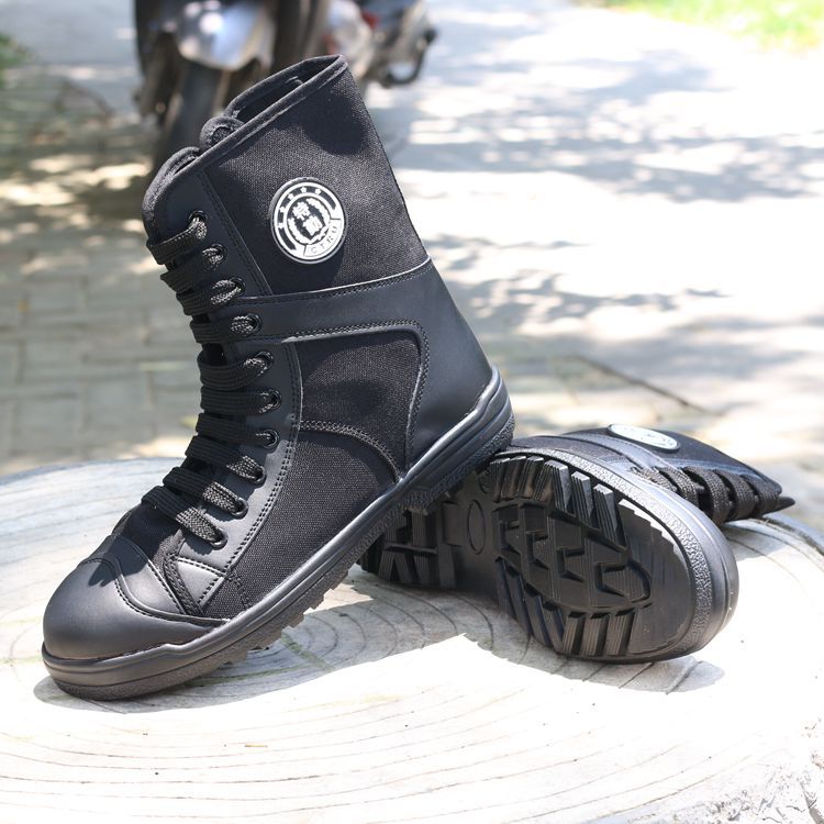 男保安鞋特勤靴黑色帆布透气特训靴网面高帮夏季作训鞋