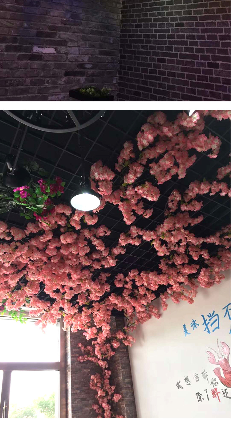 批发仿真樱花树枝桃花假花室内客厅婚庆吊顶装饰家居网红店铺装饰