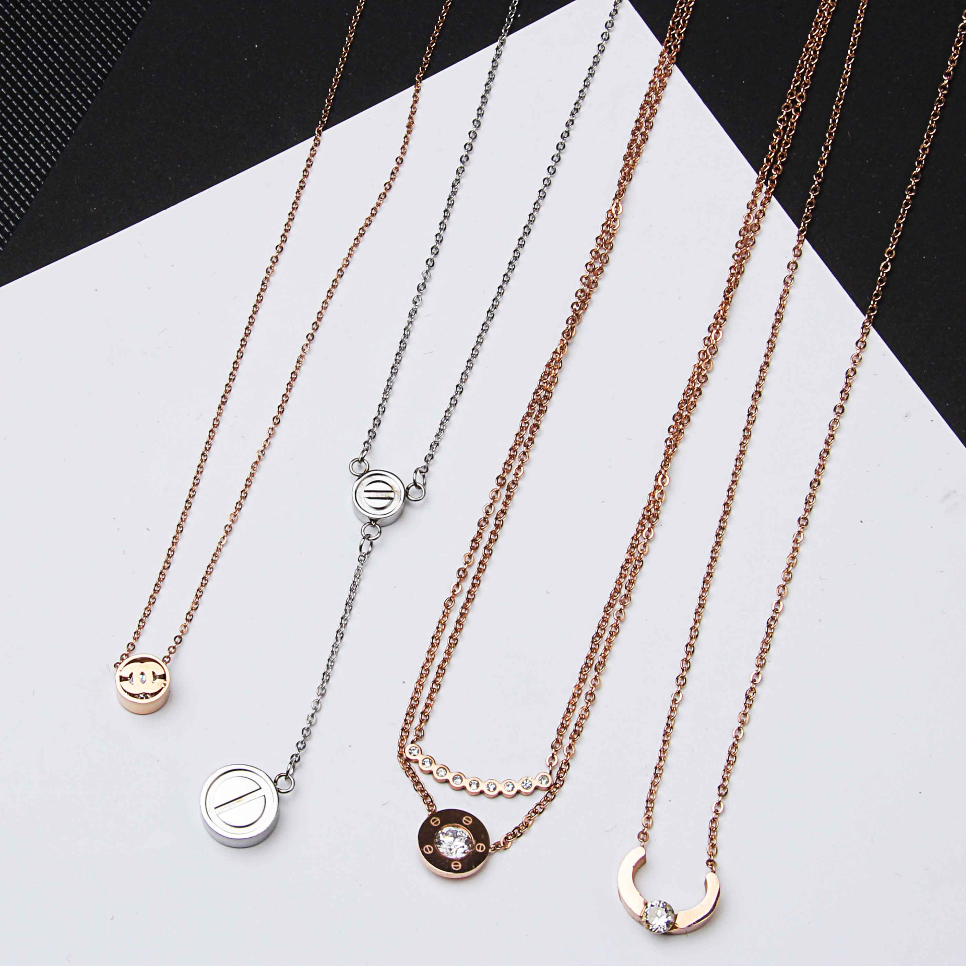 新品韩版经典大方14k钛钢项链批发时尚韩国配饰防过敏镀真金项链