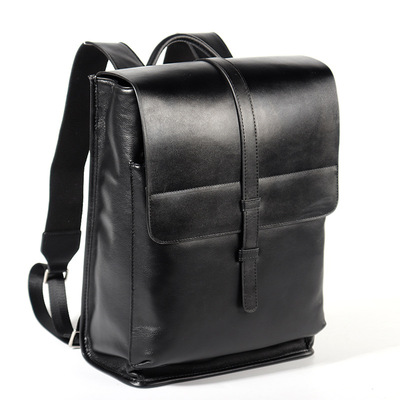 男士双肩包真皮背包头层牛皮休闲包黑色旅行包电脑大容量男包代发