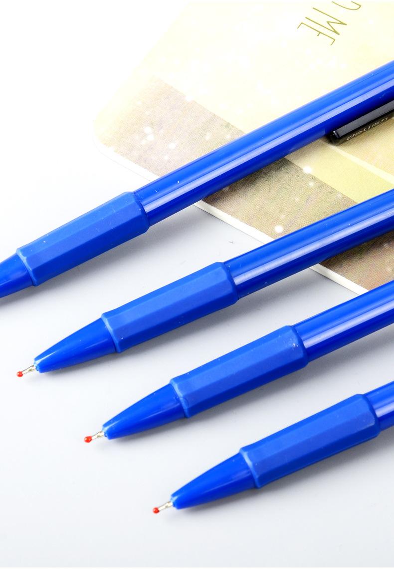 得力6546s中油笔男女学生用按动式原子笔 蓝色0.7mm圆珠笔油笔