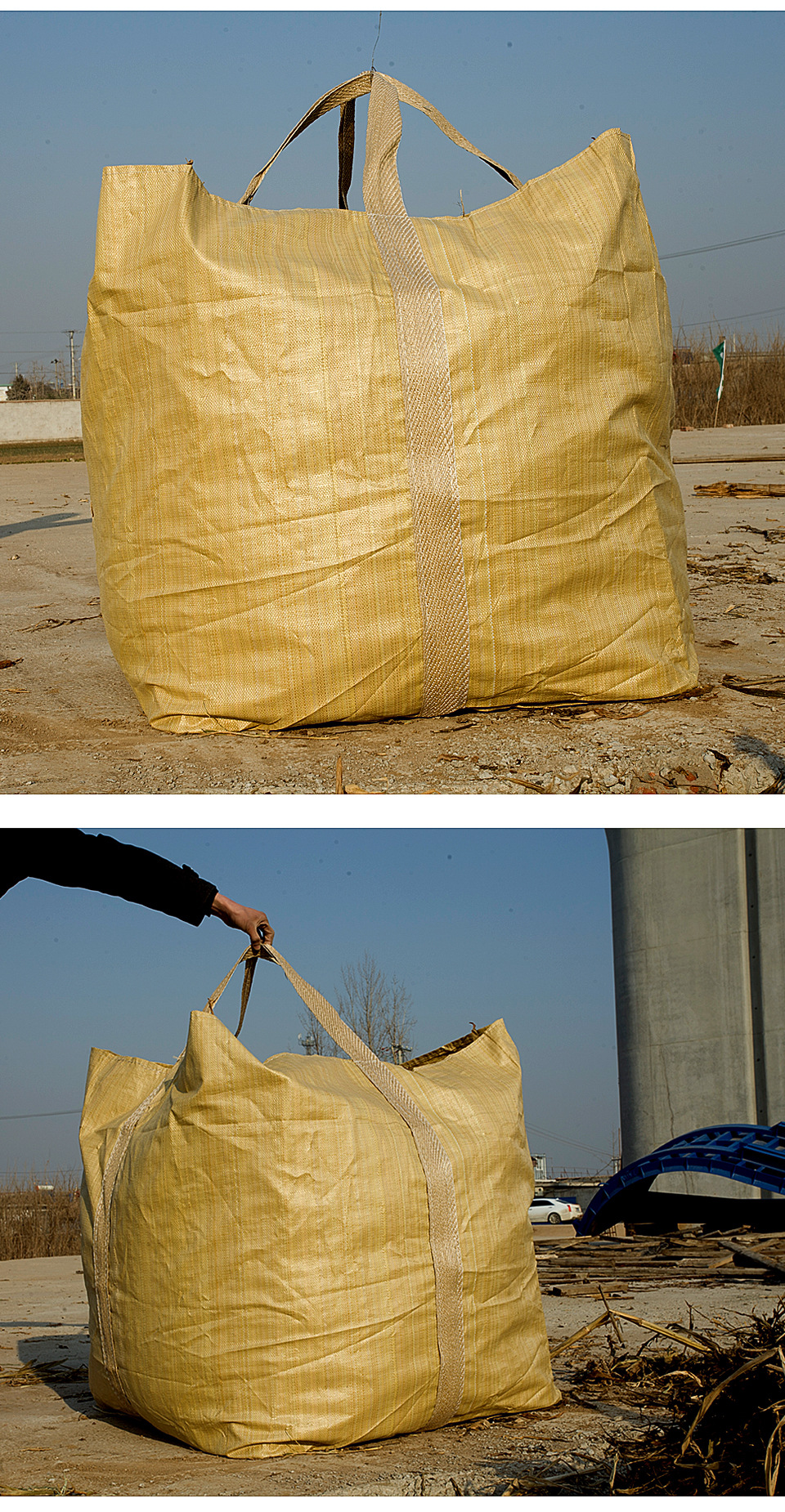 聚丙烯黄色吨包90*90*105集装袋吨袋方形桥梁预压沙袋厂家批发
