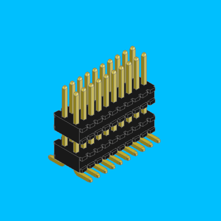 批发接线端子插针接线端子间距08mm优质smt贴板双层增高型排针