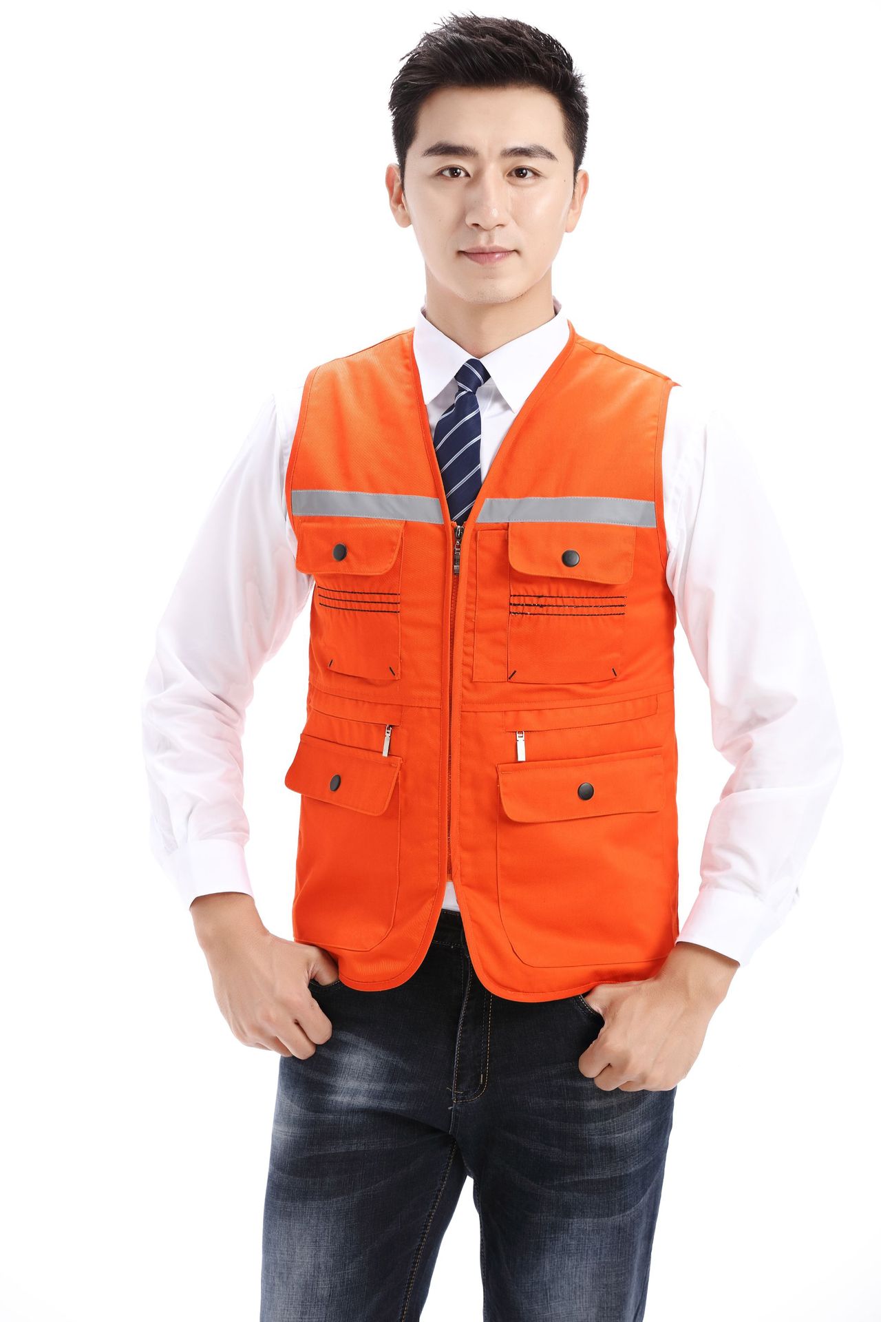 工程马甲棉服工作服反光条工地施工摄影汽修背心多兜劳保服印logo