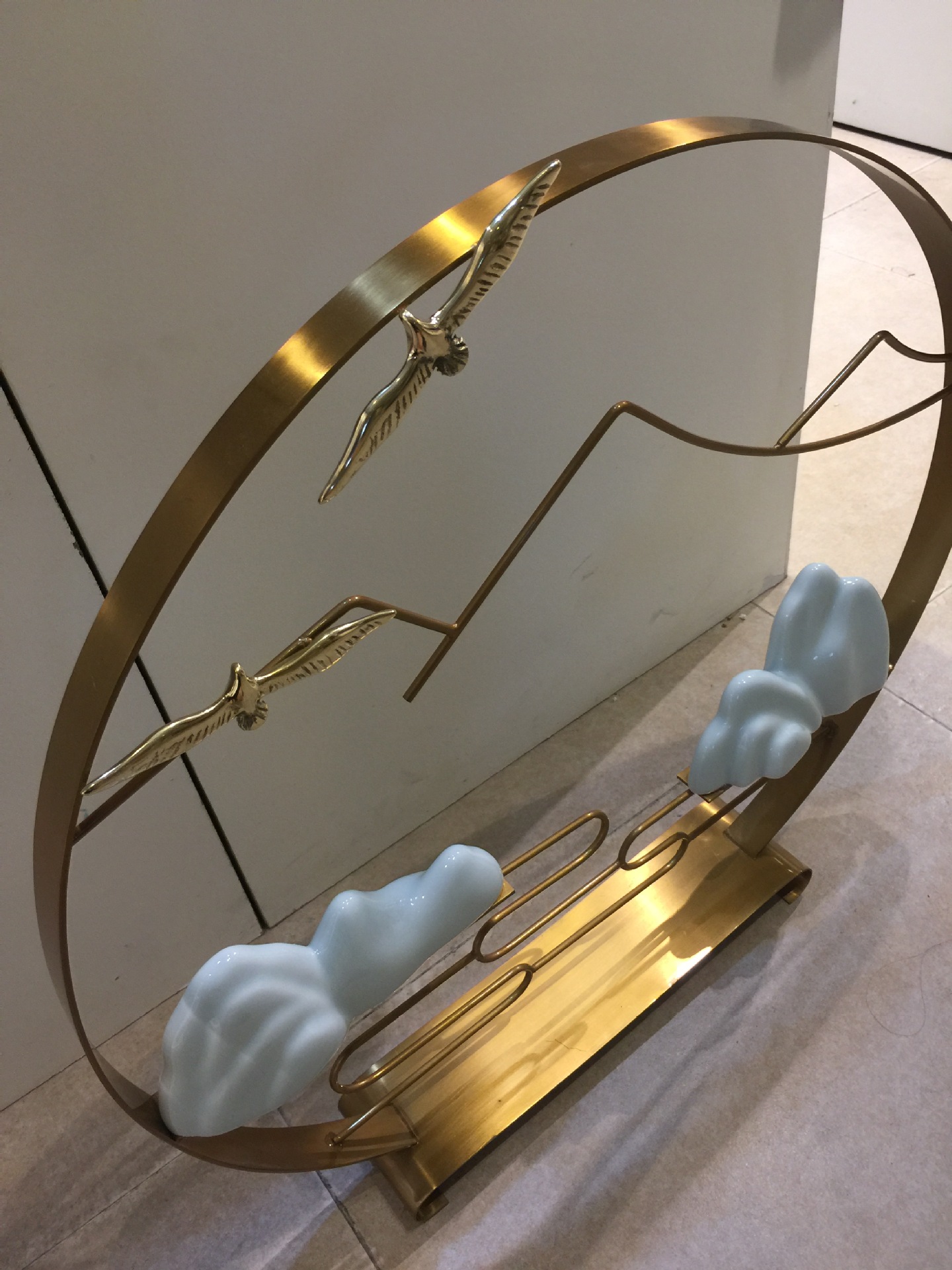 新中式金属摆件家居客厅大号玄关工艺品样板房软装饰浮云铁艺摆设