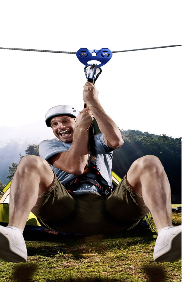 索道滑轮双组双滑轮钢索心形滑轮溜索双滑轮高空滑轮吊装滑索滑轮