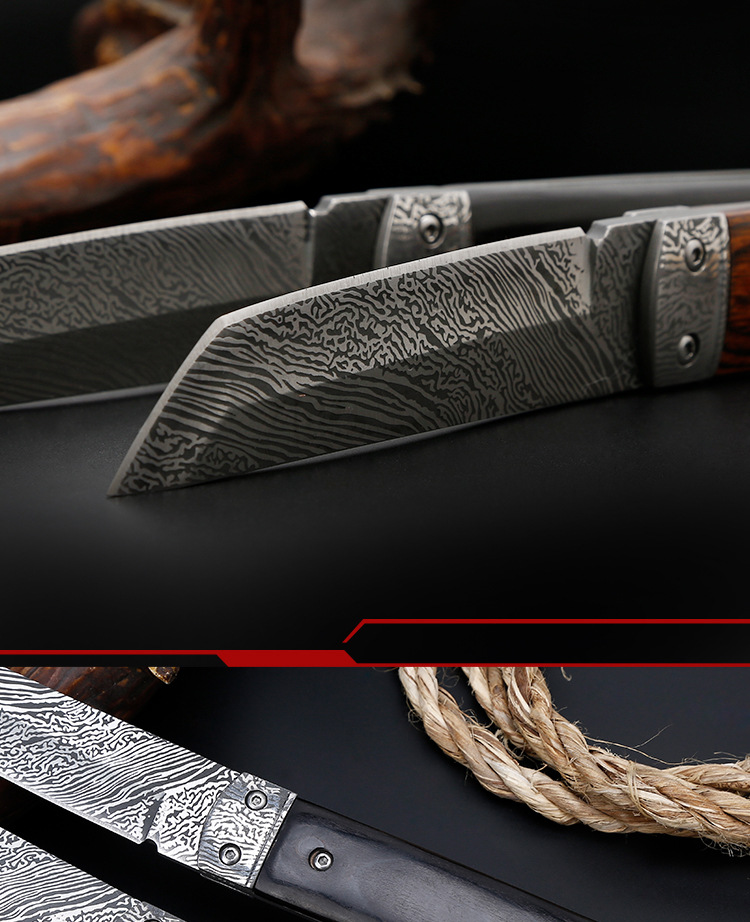 摩登 厂家直销彩木柄直刀 野外求生多功能猎刀户外刀具随身小直刀