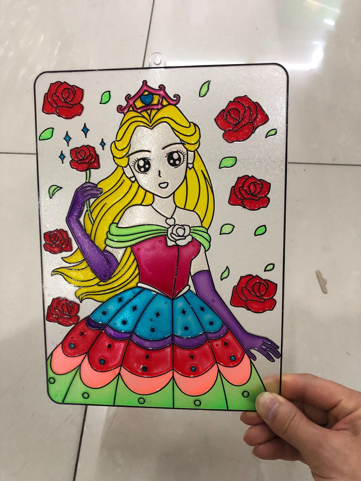 奕彩冰晶彩绘透光画丙烯颜料水彩画涂鸦画沙画卡通公主水晶画长沙