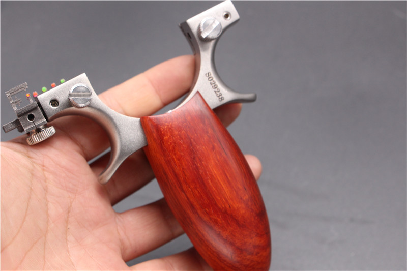 不锈钢木柄锁凤六弹弓惊魂锁凤光纤快压紫光檀红檀